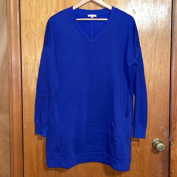 •ZENANA OUTFITTERS•BLUE VNECK SWEATSHIRT DRESS SIZE S/M EUC(LIKE NEW) - Picture 3 of 7